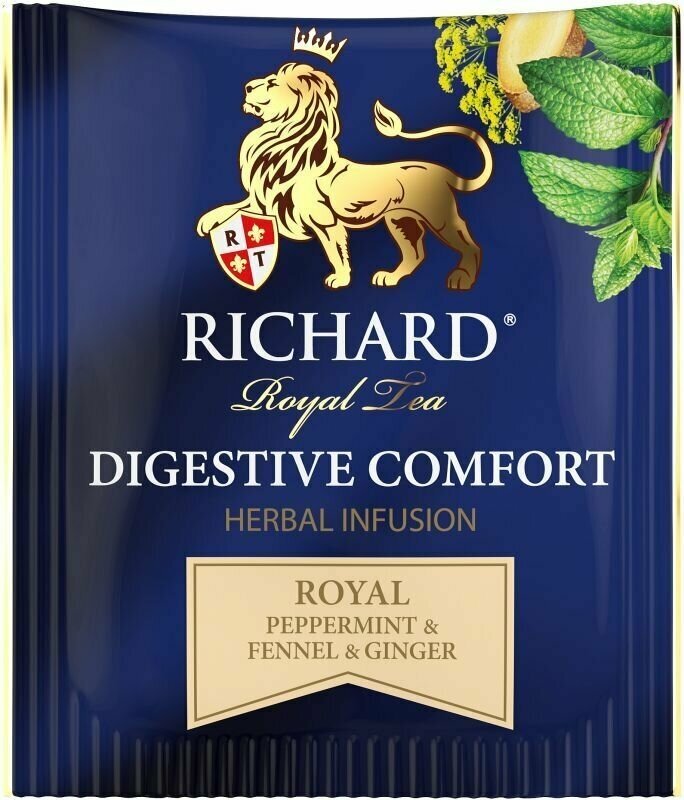 Чайный напиток фруктово-травяной Richard "Royal Peppermint & Fennel & Ginger. Digestive comfort" 25 сашет - фотография № 8