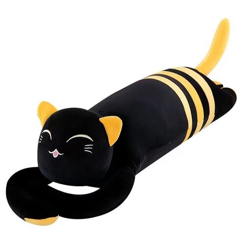 Мягкая игрушка подушка длинный Кот с полосками 110см/желтый/спящая кошка