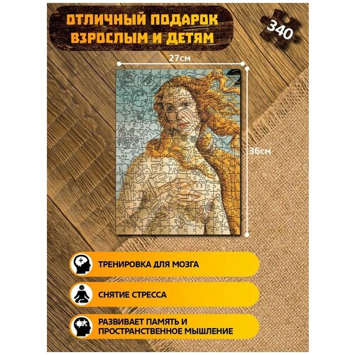 Пазл из дерева с фигурками, 340 деталей, размер 36х27 см, модель мировое искусство - 810