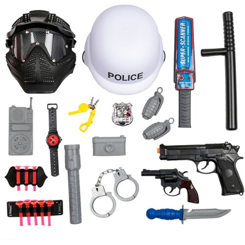 Набор полицейского со шлемом и маской в рюкзаке 88736 набор полицейского c автоматом наручниками свистком и биноклем veld co
