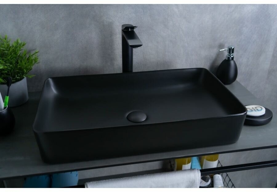 Накладная черная раковина для ванной Gid BM9396 - фотография № 1
