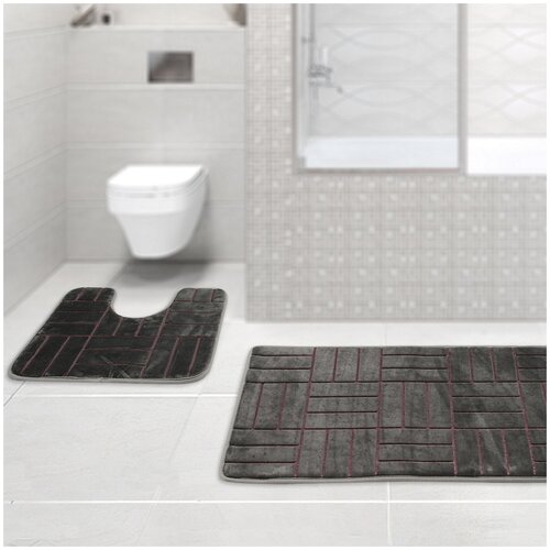 Набор ковриков для ванной и туалета/ Коврики в ванную/ Коврик для ванной/ Коврик для туалета, 2 шт