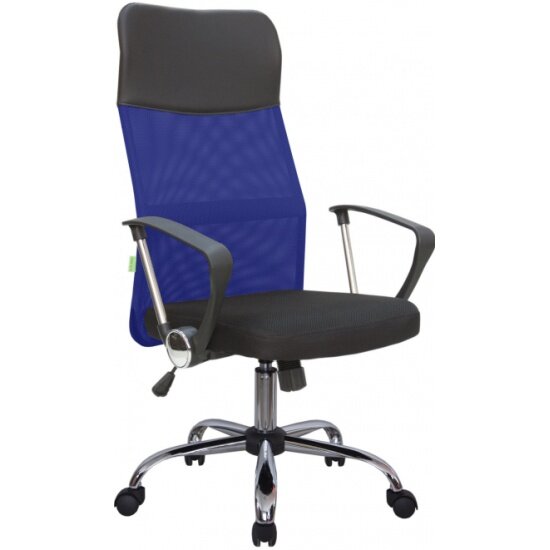 Кресло офисное Riva Chair RCH 8074 Чёрная ткань/Синяя сетка