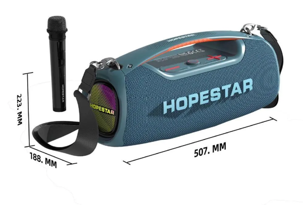 Беспроводная колонка Hopestar A60 100Вт с беспроводным микрофоном Мощность: 100W, синяя