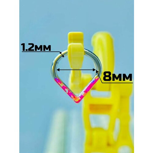 Пирсинг в нос Magicalshine, размер 8 мм, длина 0.8 см, 1 шт., розовый, серебряный