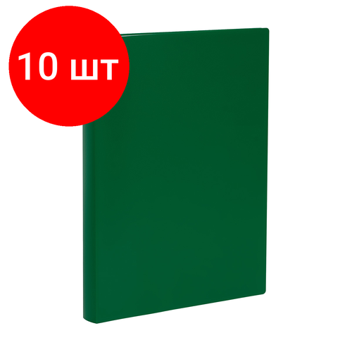 Комплект 10 шт, Папка с 80 вкладышами СТАММ А4, 30мм, 600мкм, пластик, зеленая