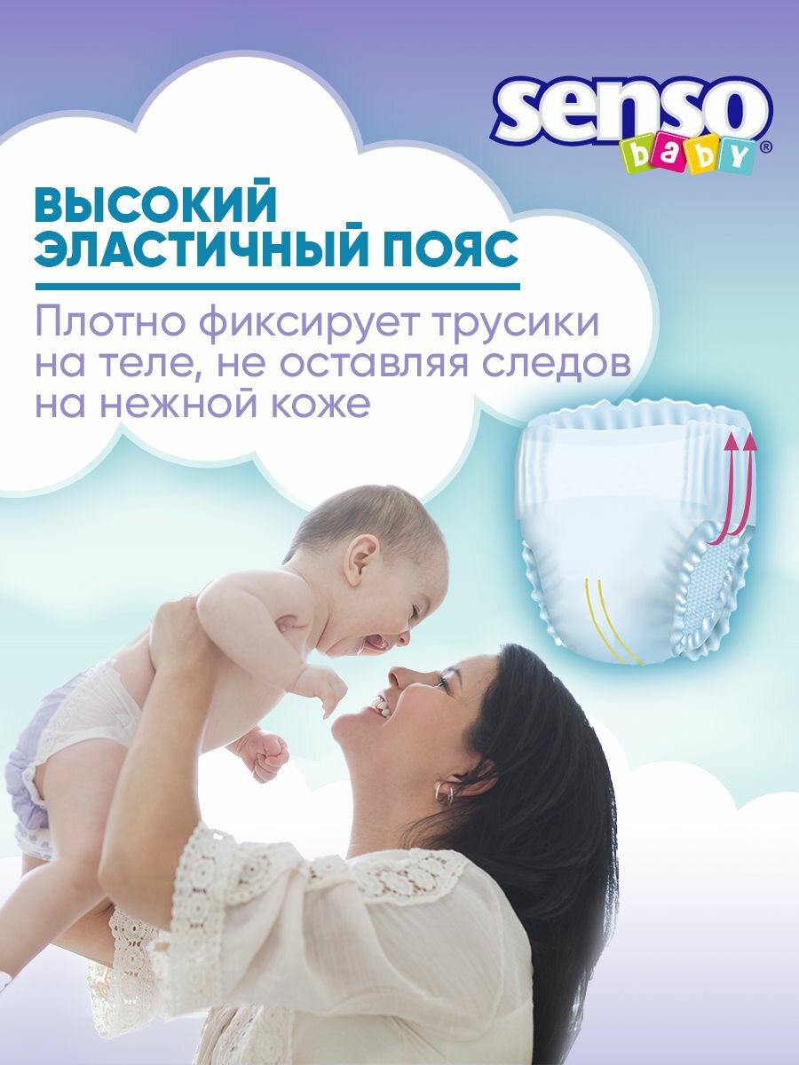 Подгузники трусики детские Senso Baby, дневные (ночные), 15+ кг, 6 размер, 66 штук, одноразовые дышащие с индикатором влаги для детей девочек и мальчиков, 3 упаковки по 22 шт — фото 1