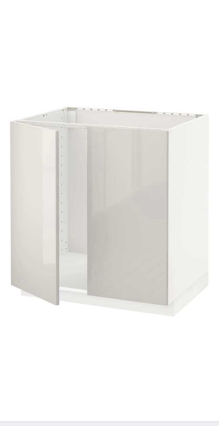 IKEA METOD напольный шкаф 80х60х80 под мойку с дверками RINGHULT серый глянец