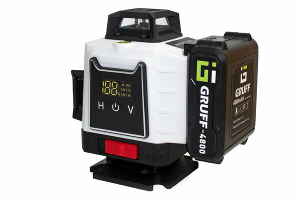 Лазерный уровень GRUFF DVP-16 4x360°, аккумулятор 4800 мАч с зеленым лучом и дисплеем