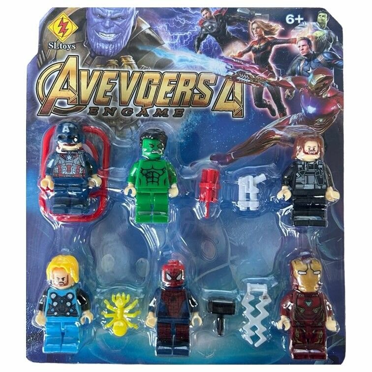 SL89149 Конструктор minifigures Marvel Avengers, минифигурки Супергероев Марвел Мстители 6 шт.