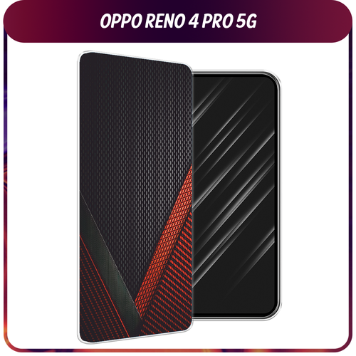 Силиконовый чехол на Oppo Reno 4 Pro 5G / Оппо Reno 4 Про 5G Красный карбон силиконовый чехол на oppo reno 4 pro 5g оппо рено 4 про 5g ван гог