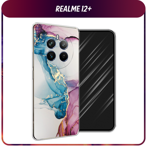 Силиконовый чехол на Realme 12+ / Реалми 12 Плюс Розовые разводы рисунок силиконовый чехол на realme 7 реалми 7 розовые разводы рисунок