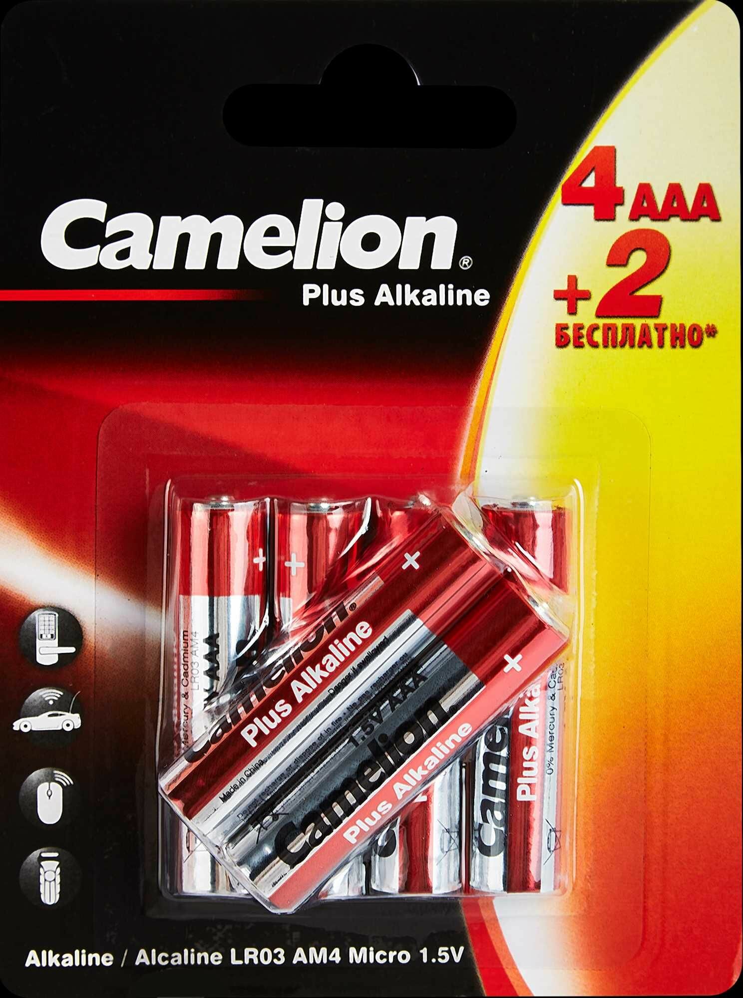 Батарейка алкалиновая Camelion Plus Alkaline 4+2LR6-BP AAA 6 шт.