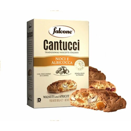 Печенье Falcone Cantucci Кантуччи с грецким орехом и абрикосом, 180гр. Х12 упаковок