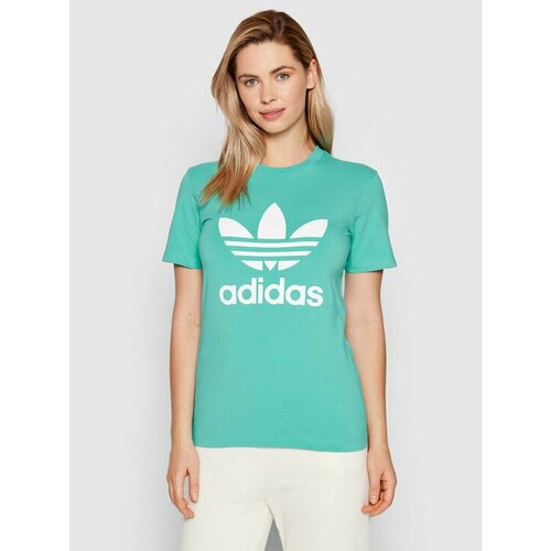 Футболка adidas, размер 30 [FR], бирюзовый adidas originals adicolor classics trefoil boxy