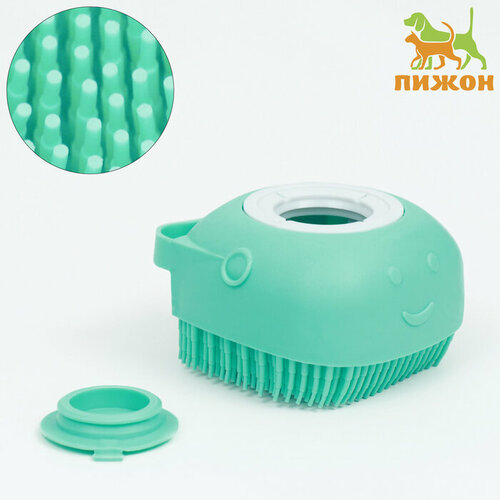 Щётка для мытья и массажа животных с емкостью для шампуня бирюзовая комплект из 12 шт 2390₽