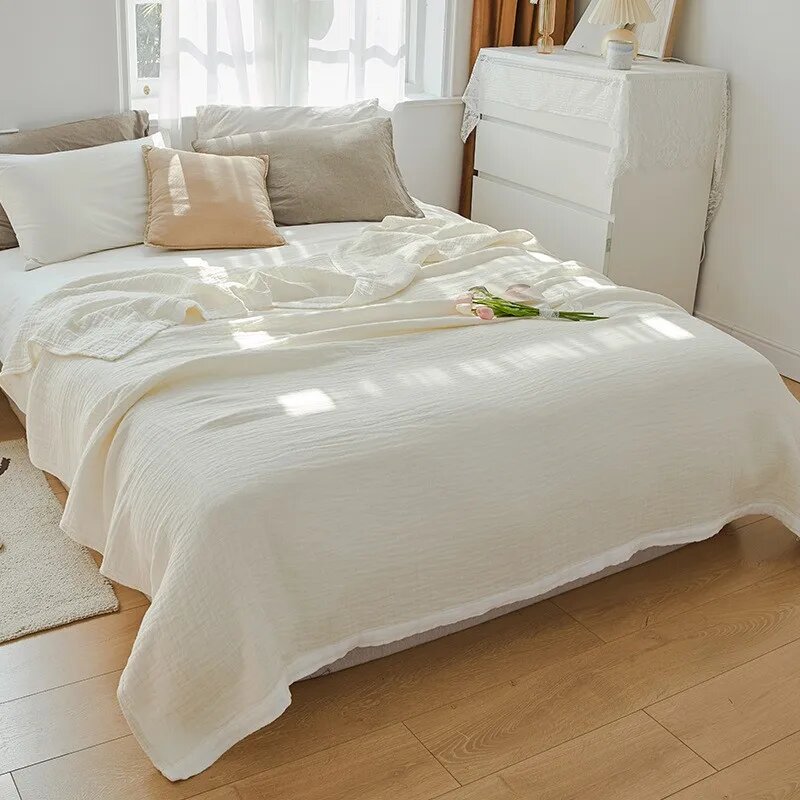 WINJAUNT Хлопковое муслиновое одеяло 150x200/200x230 см, 200cmX230cm, Бежевый