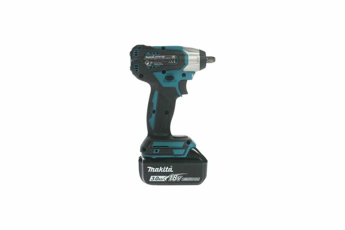 MAKITA DTW180RFE Гайковерт аккумуляторный ударный (18В,2x3Ач,Li-ion,б\щет,0-3600у\м,180Нм,квадрат 3\8",1.2кг,чем,под - фото №4