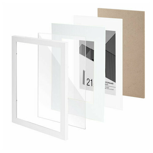 Рамка 21х30 см с паспарту 15х21 см небьющаяся багет 20 мм пластик BRAUBERG New Age белая 391276 861₽