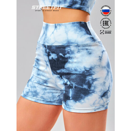 фото Шорты спортивные streetfit, размер m, тай-дай синий