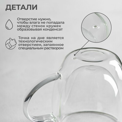 фото Комплект стеклянных кружек unifico с двойными стенками 250 мл, 2 шт.