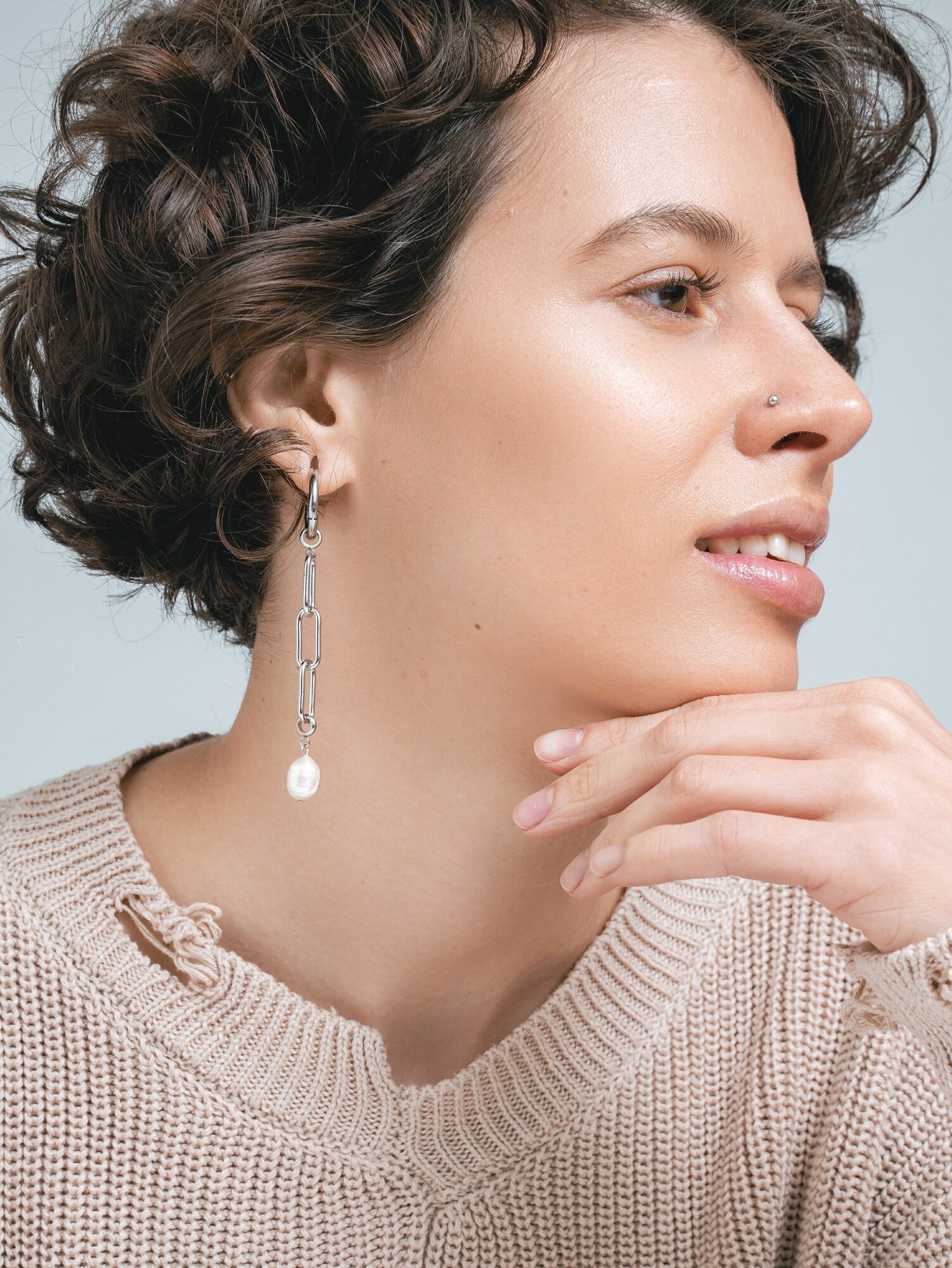 Серьги ДУША_BRAND, размер 70 мм, серебристый — фото 1