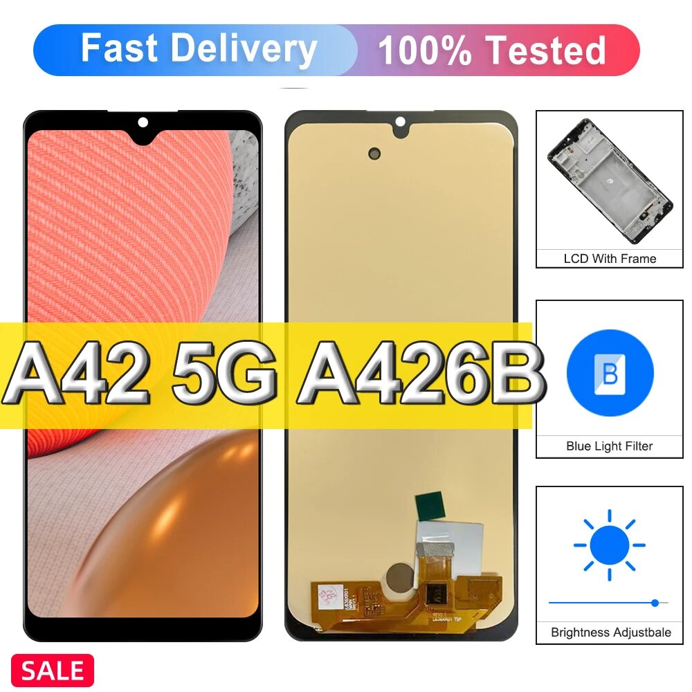 Для Samsung Galaxy A42 5G ЖК-дисплей SM-A426B A426U Сменная сенсорная панель дигитайзера для Samsung A42 Экран с рамкой, TFT with Frame — фото 1
