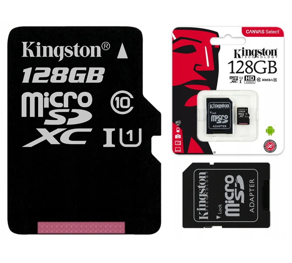 Карта памяти Micro SD 128 Гб - Карта памяти с переходником micro SD card + adapter / для телефона видеорегистратора — фото 1