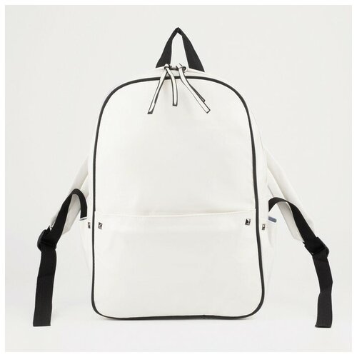 фото Рюкзак на молнии, 3 наружных кармана, цвет белый нет бренда