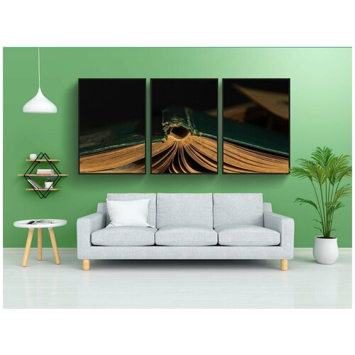 фото Модульный постер "книга, старые книги, читать" 180x90 см. из 3х частей в тубусе, без рамки lotsprints