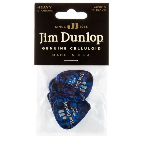 Медиаторы, жесткие, 12 шт. Dunlop Celluloid Blue Pearloid Heavy 483P10HV 12Pack