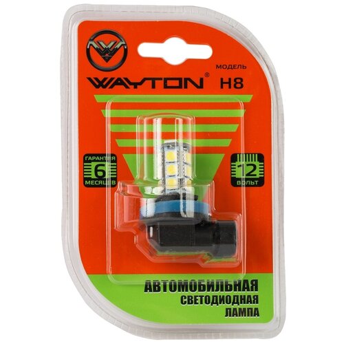 Автомобильная светодиодная лампа WAYTON H8-18SMD (рекомендовано для ПТФ/ДХО) 5000K 12V (блистер 1 шт.)