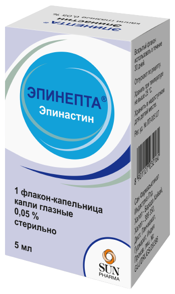 Эпинепта капли глазные, 0.05%, 5 мл