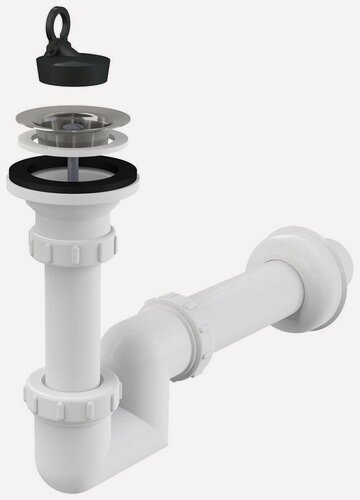 Изображение товара Сифон для умывальника Alcadrain A412-DN40 S-образный с нержавеющей решеткой DN63