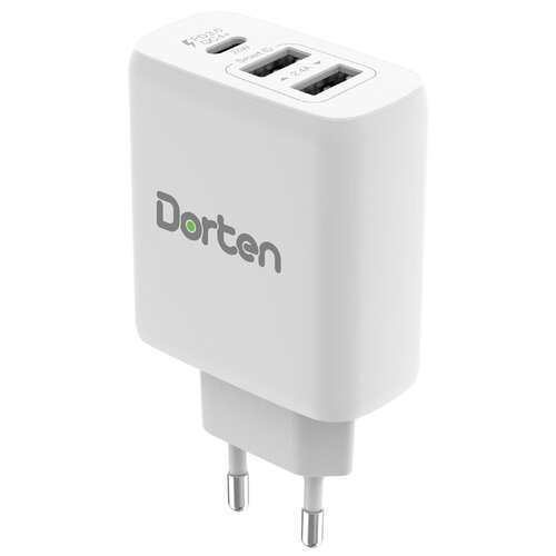 Зарядное устройство сетевое Dorten 3-Port USB Smart ID Wall Quick Charger QC4+/PD3.0+ 37W 5.4A White