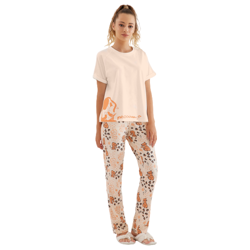 фото Пижама женская с брюками и футболкой "удивленный котик" relax mode