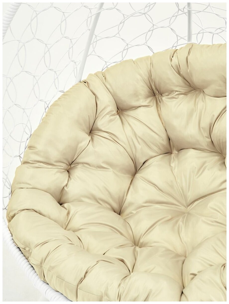 Подвесное кресло Yova Bubble, усиленная стойка до 225 кг белая, подушка круглая бежевая - фотография № 3
