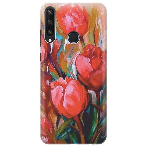 фото Ультратонкий силиконовый чехол-накладка для huawei y6p с принтом "тюльпаны" gosso