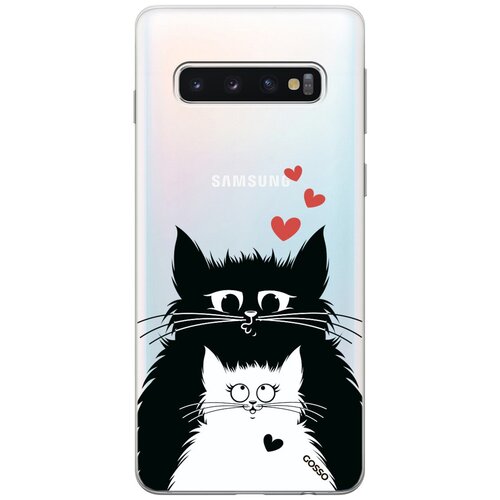 Ультратонкий силиконовый чехол-накладка Transparent для Samsung Galaxy S10 с 3D принтом Cats in Love ультратонкий силиконовый чехол накладка transparent для samsung galaxy note 10 с 3d принтом cats in love