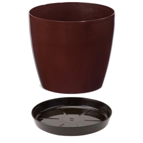 Кашпо MAGNOLIA с поддоном, цвет мокка, d15,5см, h14см, Lamela