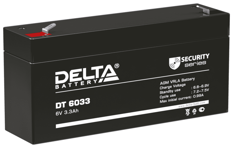 Аккумуляторная батарея DELTA Battery DT 6033 (125) 6В 3.3 А·ч