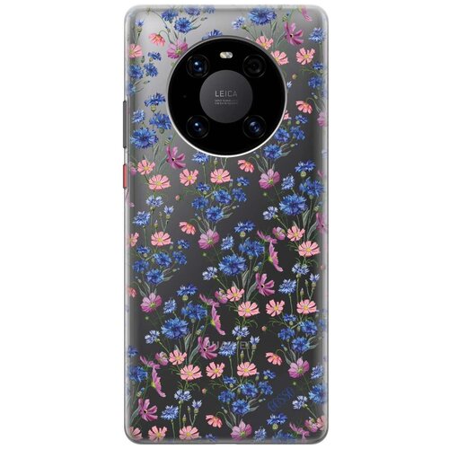 ультратонкий силиконовый чехол накладка transparent для huawei mate 40 pro с 3d принтом flowers Ультратонкий силиконовый чехол-накладка Transparent для Huawei Mate 40 Pro с 3D принтом Lovely Cornflowers