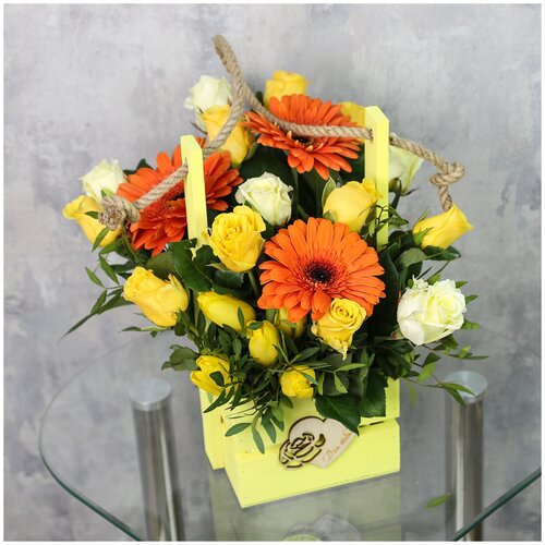 фото Ящик с цветами «для тебя» яркий florpro