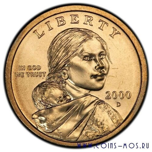 США 1 доллар 2000 г «Сакагавеа, золотой доллар» D