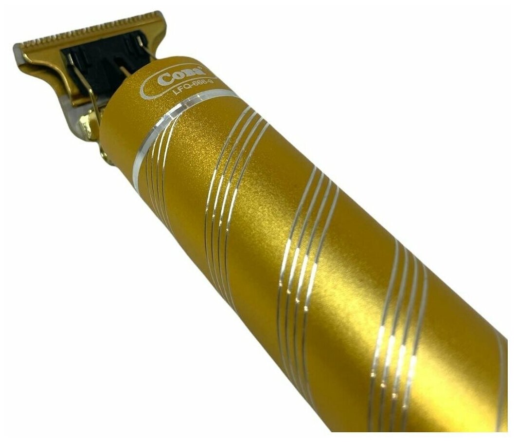 Триммер для стрижки бороды и усов CB-622-26, Машинка для стрижки с 4 насадками, золотой - фотография № 3