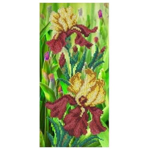 фото Набор вышивки бисером «золотисто-бордовые ирисы», 29x14 см, русская искусница