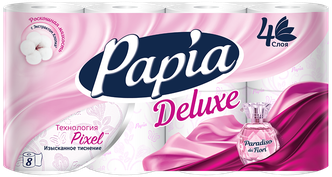 Туалетная бумага PAPIA DELUXE Парадизо Фиори 4 слоя 8 рулонов