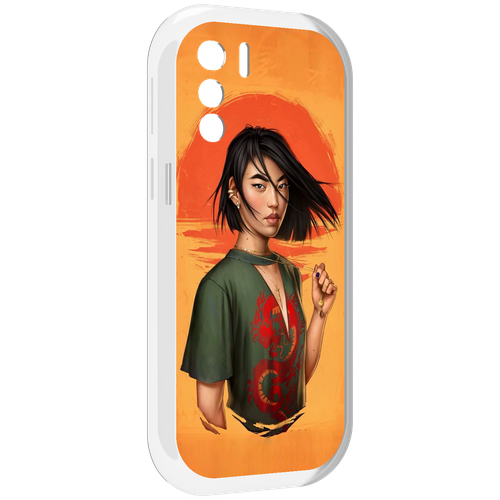 Чехол MyPads девушка-в-оранжевом-фоне женский для UleFone Note 13P задняя-панель-накладка-бампер