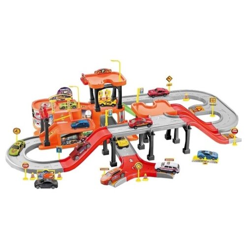 Junfa toys Orbit Series Super Parking lot WA-D9195, оранжевый/серый