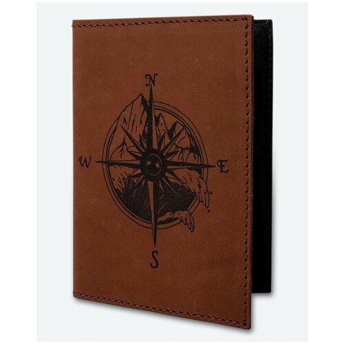 фото Обложка для паспорта kaza компас темно-коричневый